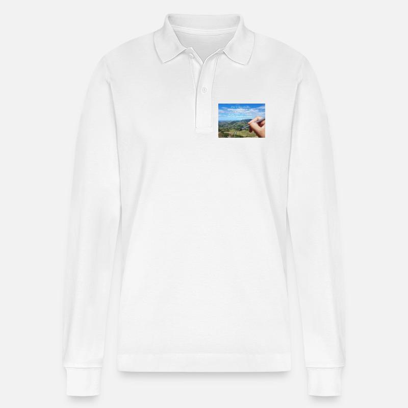 Himmlisches Schöpfungszitat Landschaft - Stanley/Stella Unisex Bio-Langarm-Poloshirt Prepster - Weiß