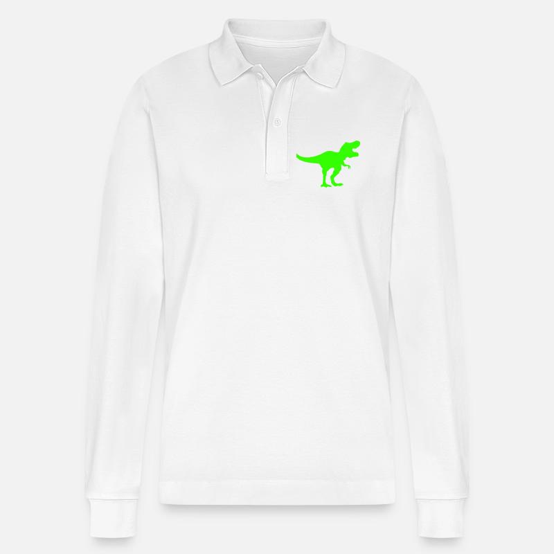 Silhouette de Dino Rex Vert - Polo à manches longues bio PREPSTER Stanley/Stella Unisexe - blanc