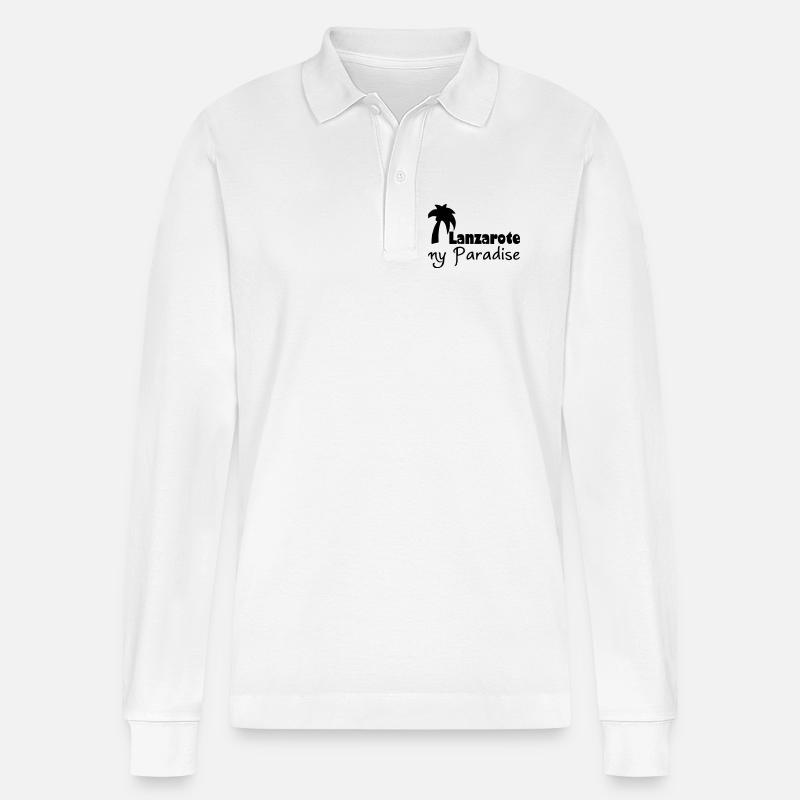 Lanzarote Paradise Urlaub Geschenk - Stanley/Stella Unisex Bio-Langarm-Poloshirt Prepster - Weiß