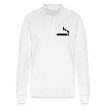 Zigarette Cigarette raucherpause - Stanley/Stella Unisex Bio-Langarm-Poloshirt Prepster - Weiß - Vorne - Anna (173cm) & Nico (186cm)