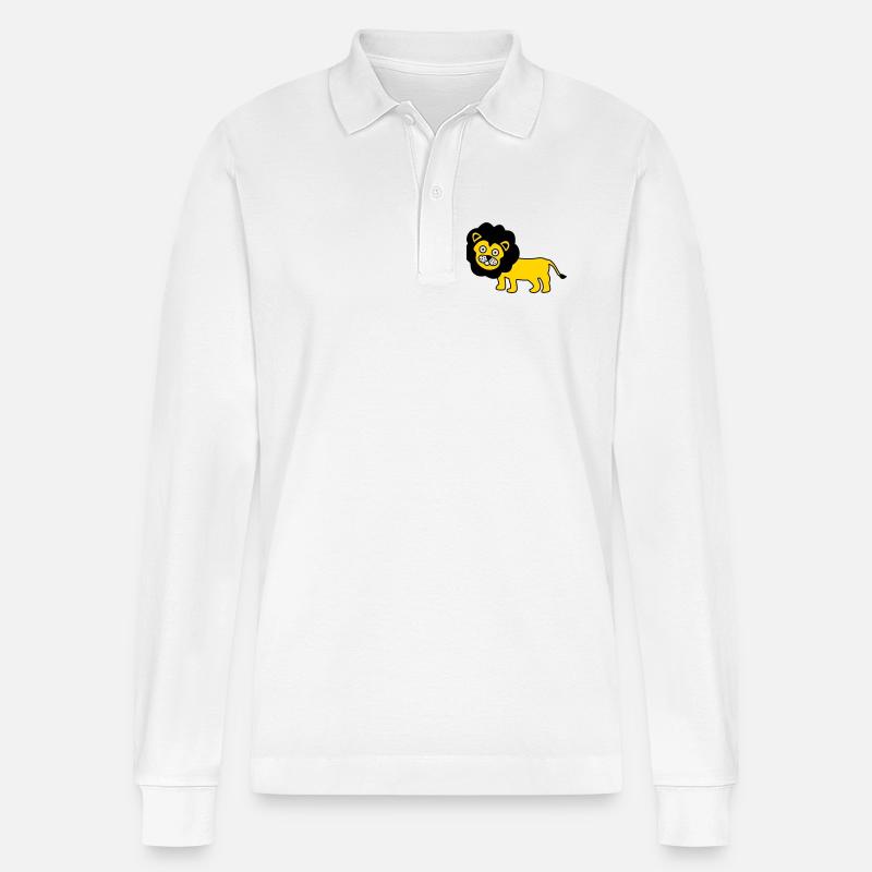 Löwe als Kinder Design - Stanley/Stella Unisex Bio-Langarm-Poloshirt Prepster - Weiß