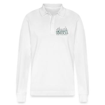 Rentnerin 2026 Zeit zum aufblühen - Stanley/Stella Unisex Bio-Langarm-Poloshirt Prepster - Weiß - Vorne - Anna (173cm) & Nico (186cm)