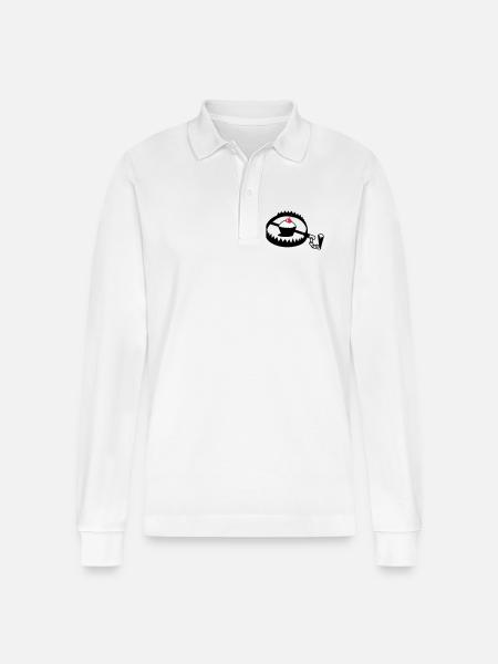 iron with cupcake - Stanley/Stella Organic Unisex Long-Sleeved Polo Shirt Prepster - white