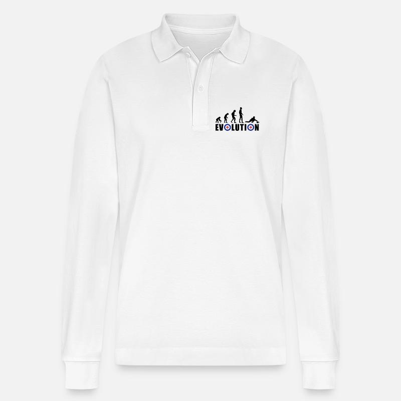 EVOLUTION CURLING Curling Gift Winter - Stanley/Stella Organic Unisex Long-Sleeved Polo Shirt Prepster - white