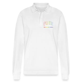 Pride. Love is Love - Stanley/Stella Organic Unisex Long-Sleeved Polo Shirt Prepster - white - Front - Anna (173cm) & Nico (186cm)