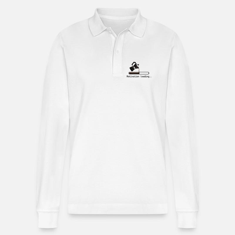 Kaffee kaffeekanne motivation loading - Stanley/Stella Unisex Bio-Langarm-Poloshirt Prepster - Weiß