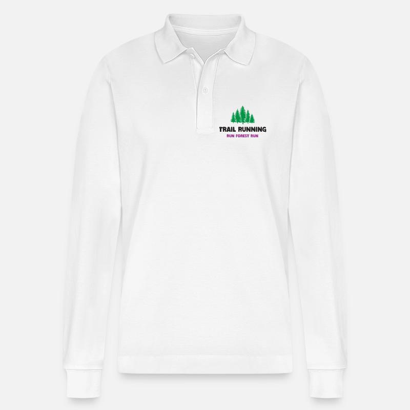 Trailrunning - Run Forest Run - Stanley/Stella Unisex Bio-Langarm-Poloshirt Prepster - Weiß