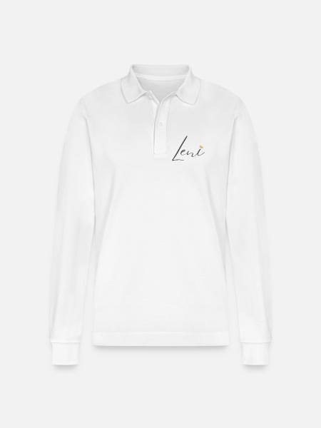 Princess Leni Crown Hemd – Name mit Buchstabe L - Stanley/Stella Unisex Bio-Langarm-Poloshirt Prepster - Weiß