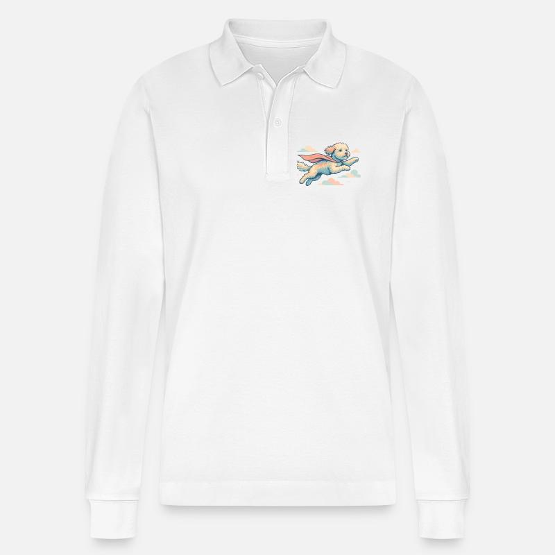 Super Hund Havapoo Cape Umhang Geschenk - Stanley/Stella Unisex Bio-Langarm-Poloshirt Prepster - Weiß