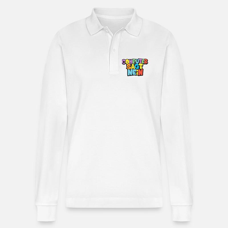 Bunte Computer Sagt Nein Grafik - Stanley/Stella Unisex Bio-Langarm-Poloshirt Prepster - Weiß