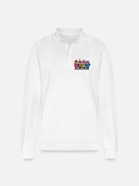 Schweine Pistensau Ski Team - Stanley/Stella Organic Unisex Long-Sleeved Polo Shirt Prepster - white