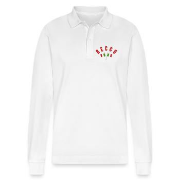 Recco Drapeaux italiens croisés - Polo à manches longues bio PREPSTER Stanley/Stella Unisexe - blanc - Devant - Anna (173cm) & Nico (186cm)