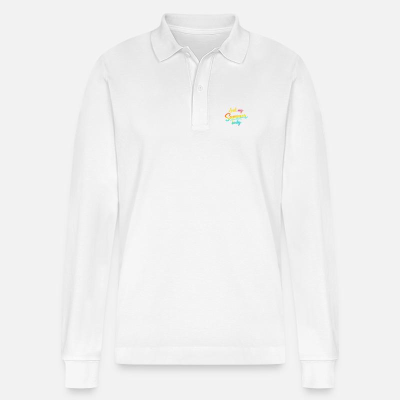 Schau, mein Sommerkörper! - Stanley/Stella Unisex Bio-Langarm-Poloshirt Prepster - Weiß