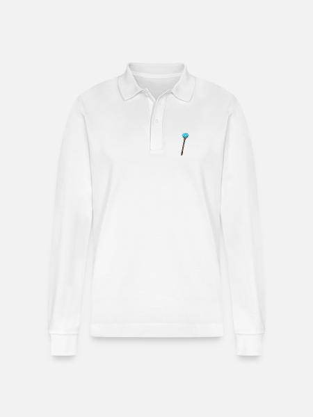 Magischer Kristallstab Blau - Stanley/Stella Unisex Bio-Langarm-Poloshirt Prepster - Weiß