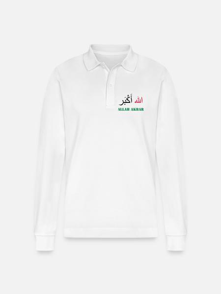 Allah Akbar - Stanley/Stella Organic Unisex Long-Sleeved Polo Shirt Prepster - white