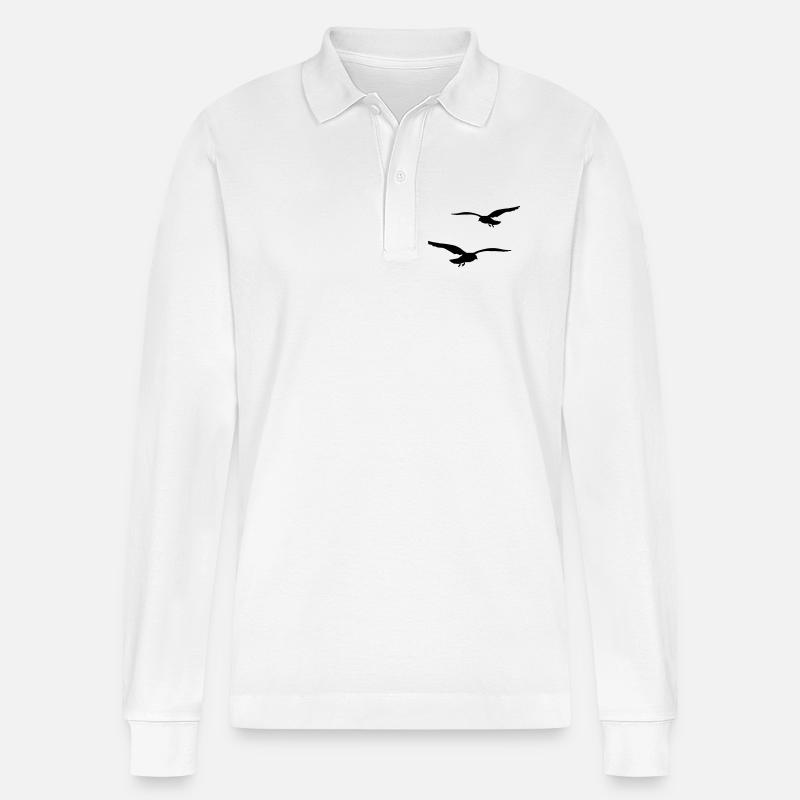fliegende moewen vogel urlaub - Stanley/Stella Unisex Bio-Langarm-Poloshirt Prepster - Weiß