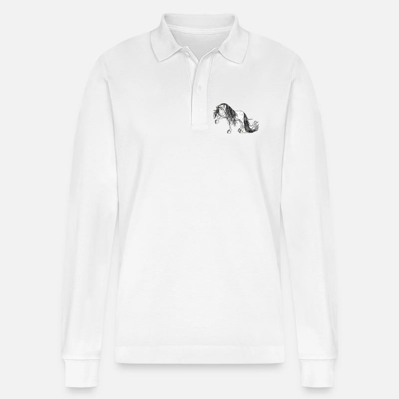 Lustiger Andalusier - Stanley/Stella Unisex Bio-Langarm-Poloshirt Prepster - Weiß