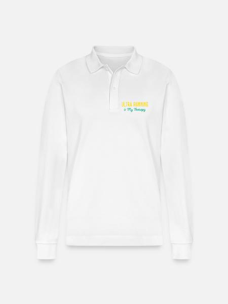Ultra Running is My Therapy - Stanley/Stella Organic Unisex Long-Sleeved Polo Shirt Prepster - white