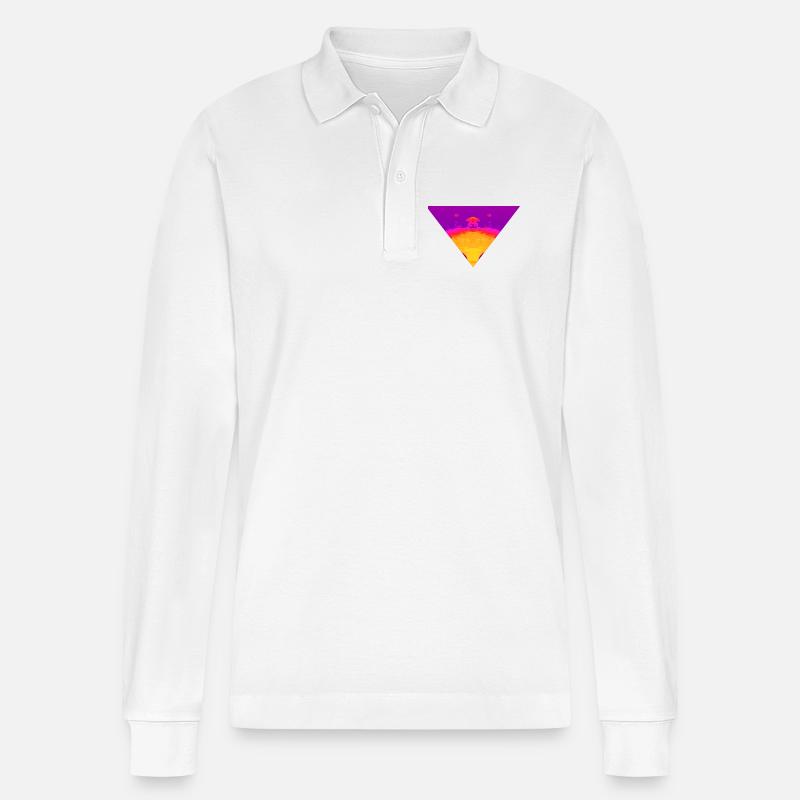 Neon Vortex, Cyber Sunset - Stanley/Stella Unisex Bio-Langarm-Poloshirt Prepster - Weiß
