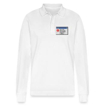 Error 404 - Emotionally Unavailable - Stanley/Stella Organic Unisex Long-Sleeved Polo Shirt Prepster - white - Front - Anna (173cm) & Nico (186cm)
