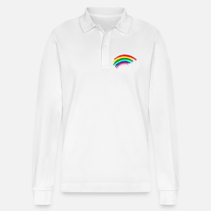Rainbow Regenbogen Hope - Stanley/Stella Unisex Bio-Langarm-Poloshirt Prepster - Weiß
