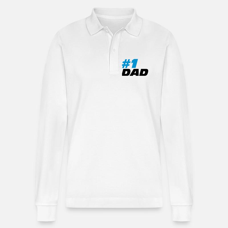#1 Dad - Stanley/Stella Unisex Bio-Langarm-Poloshirt Prepster - Weiß