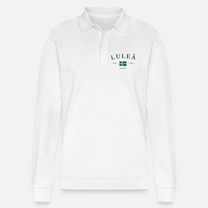 Luleå Schweden – Urlaub Souvenir & Geschenk - Stanley/Stella Unisex Bio-Langarm-Poloshirt Prepster - Weiß