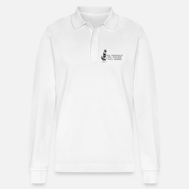 Gänsehaut - mit Comic-Huhn - Stanley/Stella Unisex Bio-Langarm-Poloshirt Prepster - Weiß
