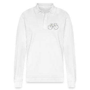 Fahrradsprachen V1 - Stanley/Stella Unisex Bio-Langarm-Poloshirt Prepster - Weiß - Vorne - Anna (173cm) & Nico (186cm)