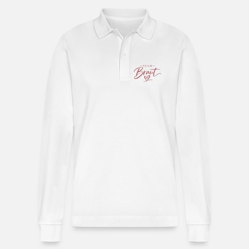 Script de l’équipe Bride Heart - Polo à manches longues bio PREPSTER Stanley/Stella Unisexe - blanc