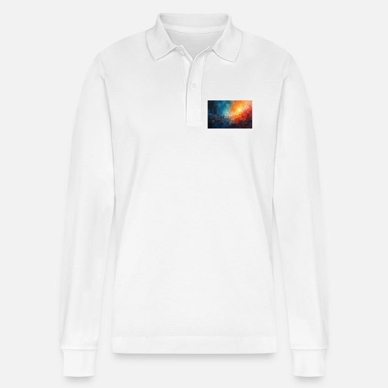 Cosmic Dawn Abstract Splash - Stanley/Stella Unisex Bio-Langarm-Poloshirt Prepster - Weiß