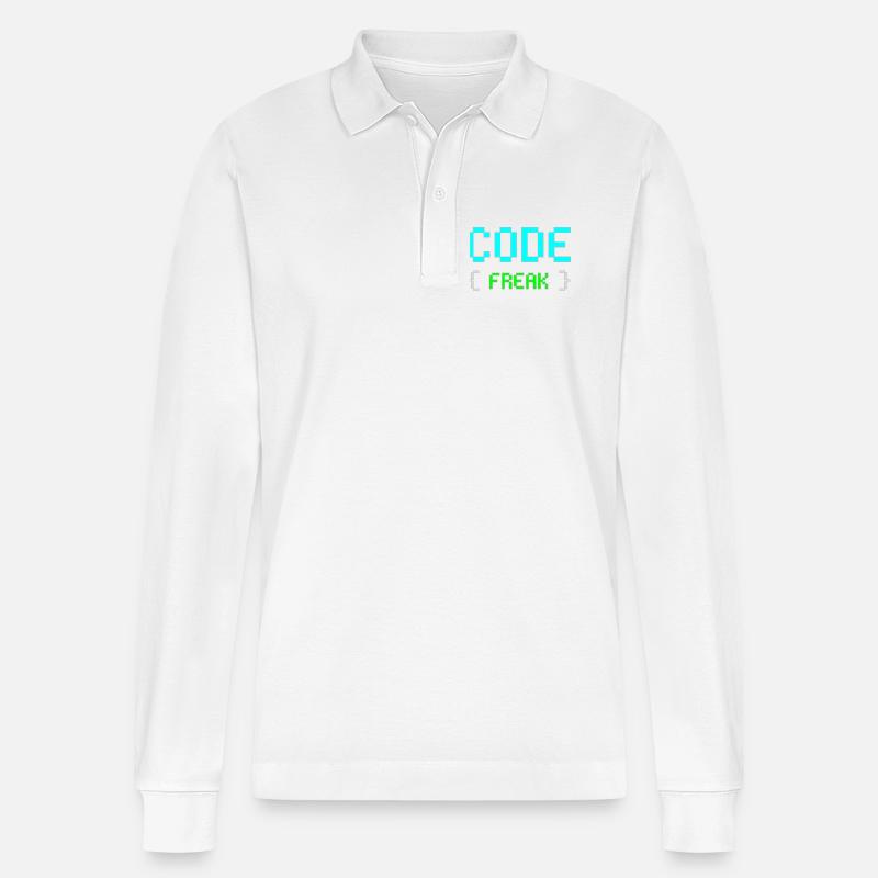 Pixel Code Freak Neon Tee - Stanley/Stella Unisex Bio-Langarm-Poloshirt Prepster - Weiß