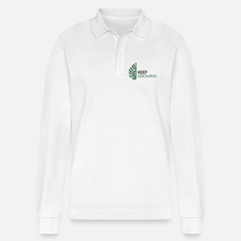Monstera - Continue de grandir - Polo à manches longues bio PREPSTER Stanley/Stella Unisexe - blanc
