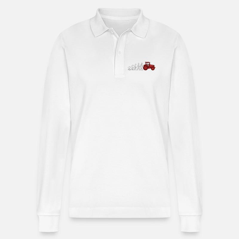 Evolution Farmer Farmer Traktor - Stanley/Stella Unisex Bio-Langarm-Poloshirt Prepster - Weiß