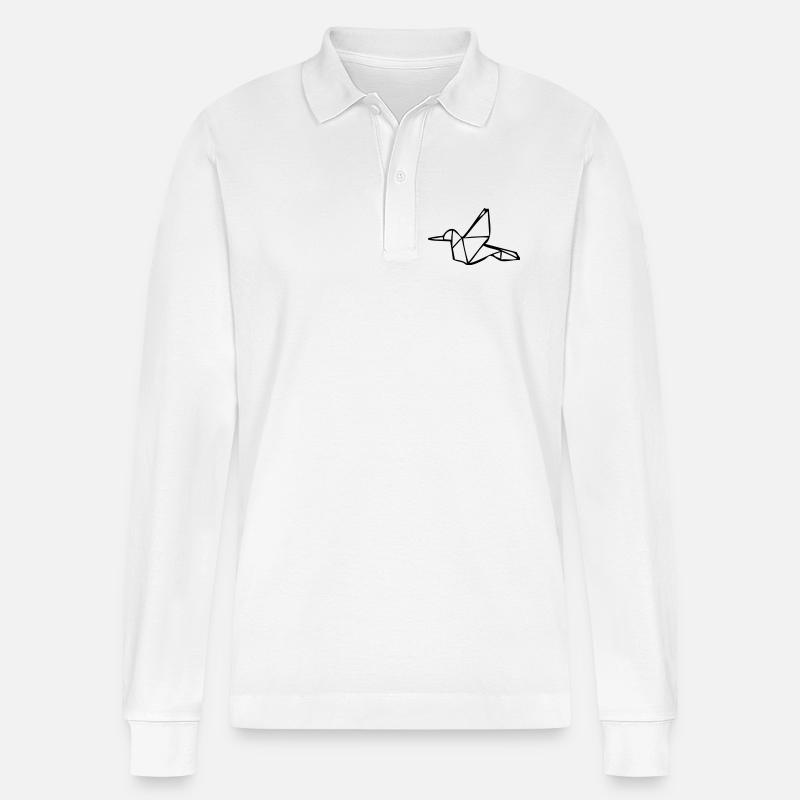 Origami Eisvogel - Stanley/Stella Unisex Bio-Langarm-Poloshirt Prepster - Weiß