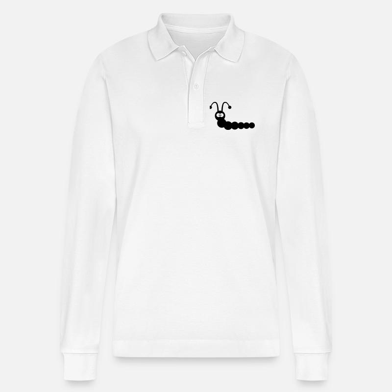 Lustiger Wurm - Stanley/Stella Unisex Bio-Langarm-Poloshirt Prepster - Weiß