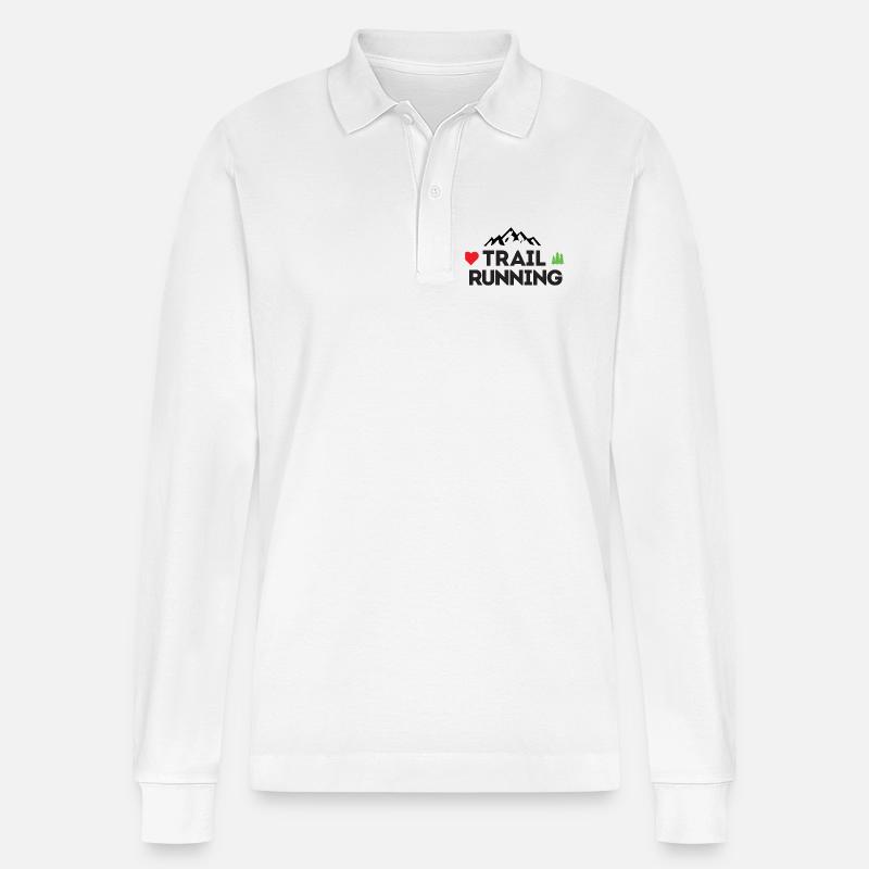 Ich liebe Trailrunning - Stanley/Stella Unisex Bio-Langarm-Poloshirt Prepster - Weiß