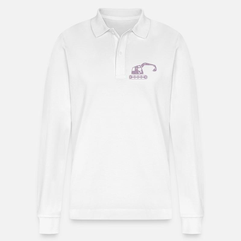 Bagger Baggerfahrer Baugeräteführer – - Stanley/Stella Unisex Bio-Langarm-Poloshirt Prepster - Weiß