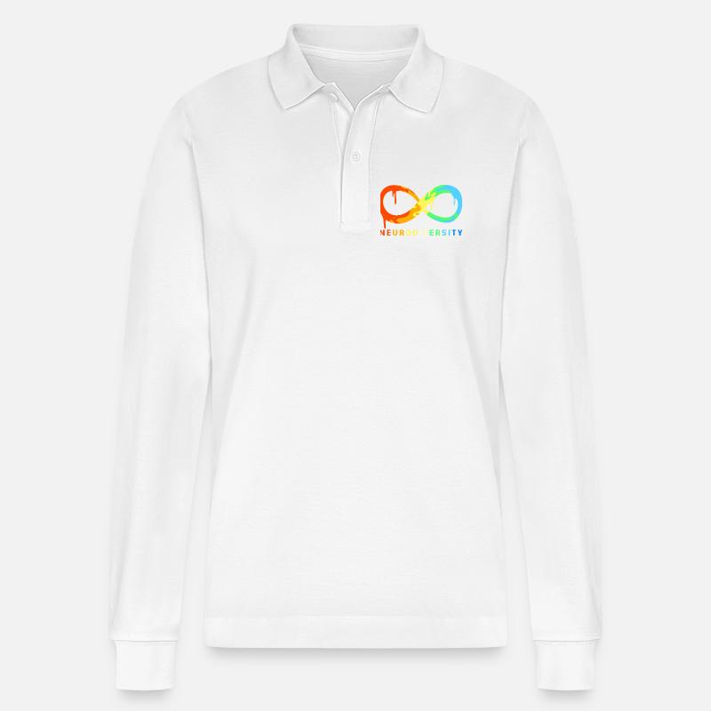 Neurodiversity Autismus Gehirn ADHS Asperger - Stanley/Stella Unisex Bio-Langarm-Poloshirt Prepster - Weiß