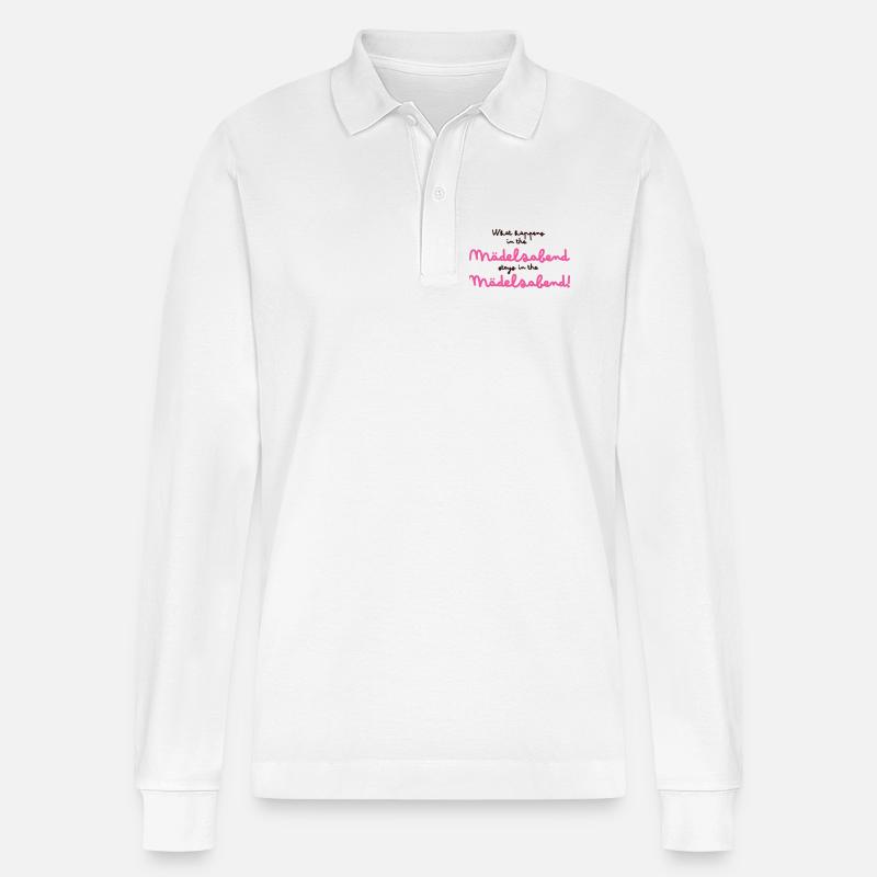 Mädchenabend Pink Schriftzug - Stanley/Stella Unisex Bio-Langarm-Poloshirt Prepster - Weiß