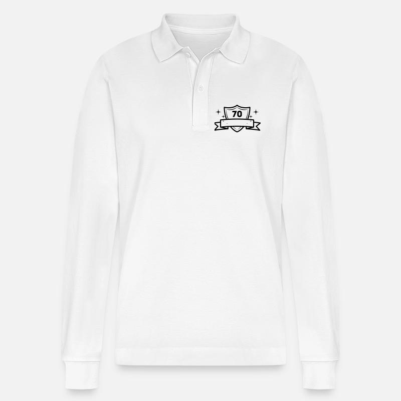 70 Jahre - Geschenkidee - Jubiläum - Stanley/Stella Unisex Bio-Langarm-Poloshirt Prepster - Weiß