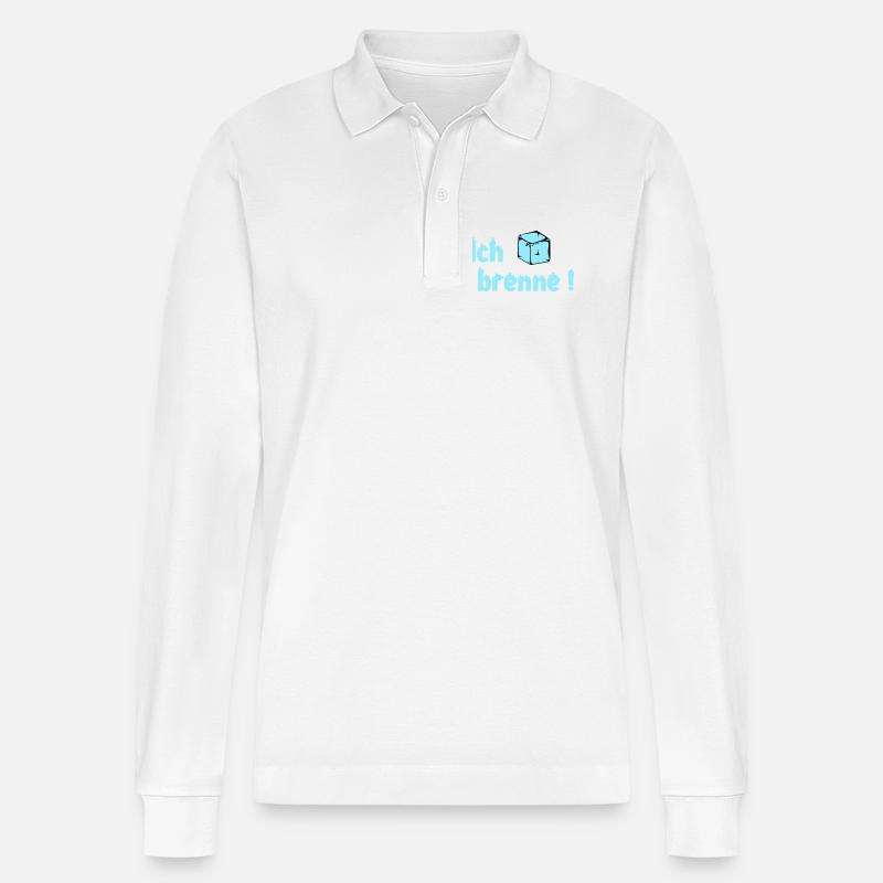 Ich brenne - Stanley/Stella Unisex Bio-Langarm-Poloshirt Prepster - Weiß