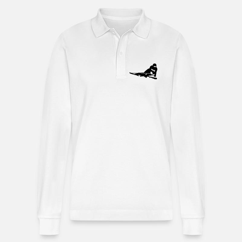 Skifahrer - Stanley/Stella Unisex Bio-Langarm-Poloshirt Prepster - Weiß