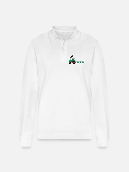 tractor plow - Stanley/Stella Organic Unisex Long-Sleeved Polo Shirt Prepster - white