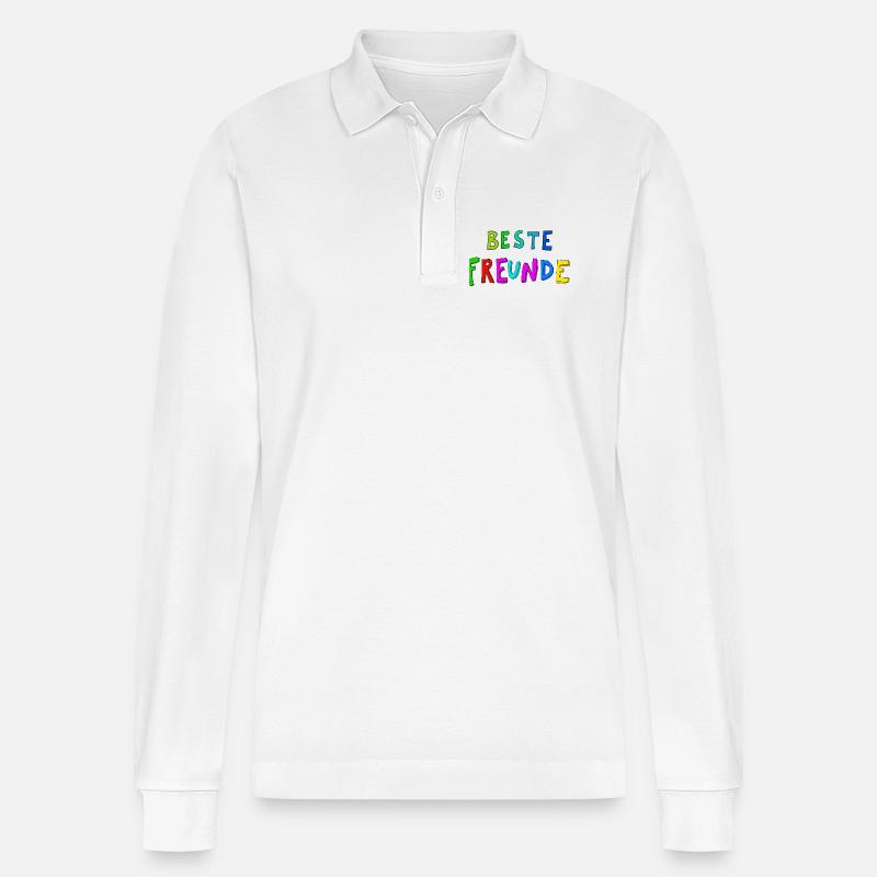 Beste Freunde Farbexplosion - Stanley/Stella Unisex Bio-Langarm-Poloshirt Prepster - Weiß