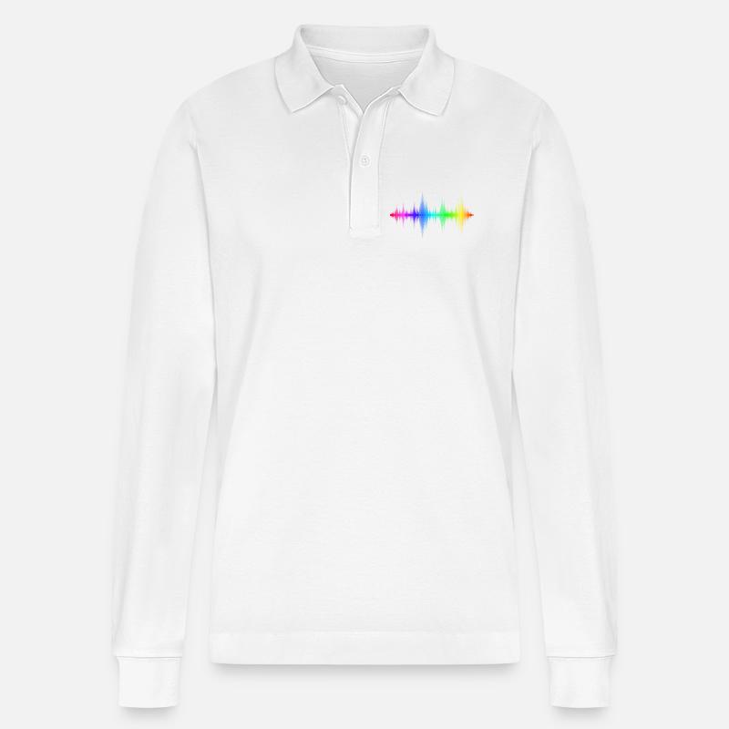 Regenbogen Schallwellen - Stanley/Stella Unisex Bio-Langarm-Poloshirt Prepster - Weiß