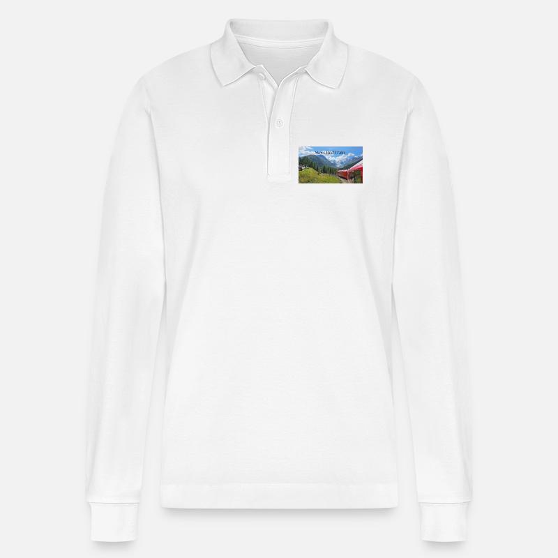 Schweizerischer Roter Zug - Stanley/Stella Unisex Bio-Langarm-Poloshirt Prepster - Weiß
