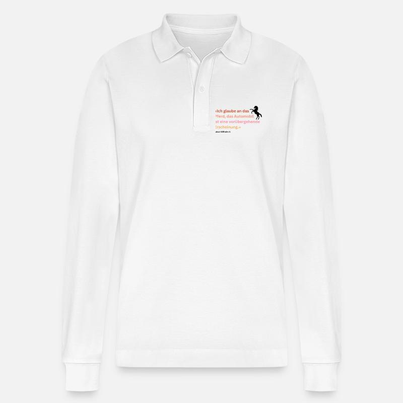 "Ich glaube an das Pferd" - Stanley/Stella Unisex Bio-Langarm-Poloshirt Prepster - Weiß