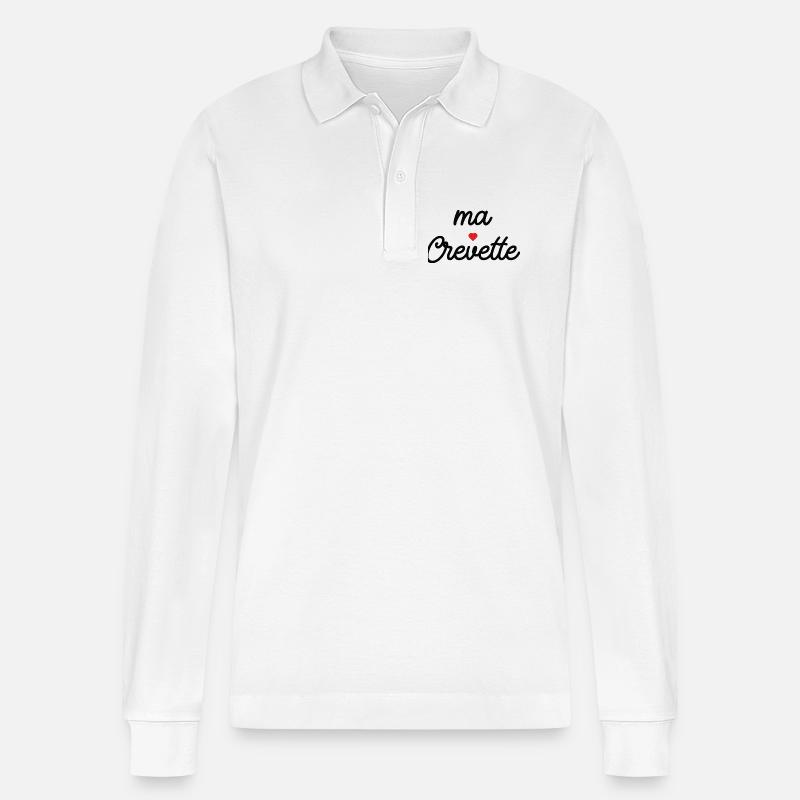 Mein Shrimp Heart Script Tee - Stanley/Stella Unisex Bio-Langarm-Poloshirt Prepster - Weiß