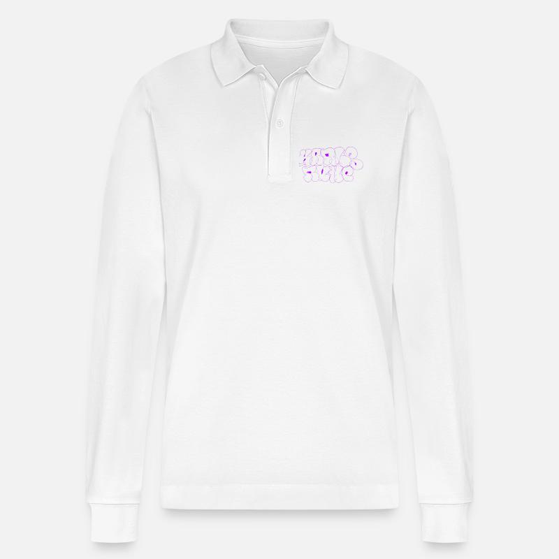 Lila Karlsruhe Throw-Up Graffiti - Stanley/Stella Unisex Bio-Langarm-Poloshirt Prepster - Weiß